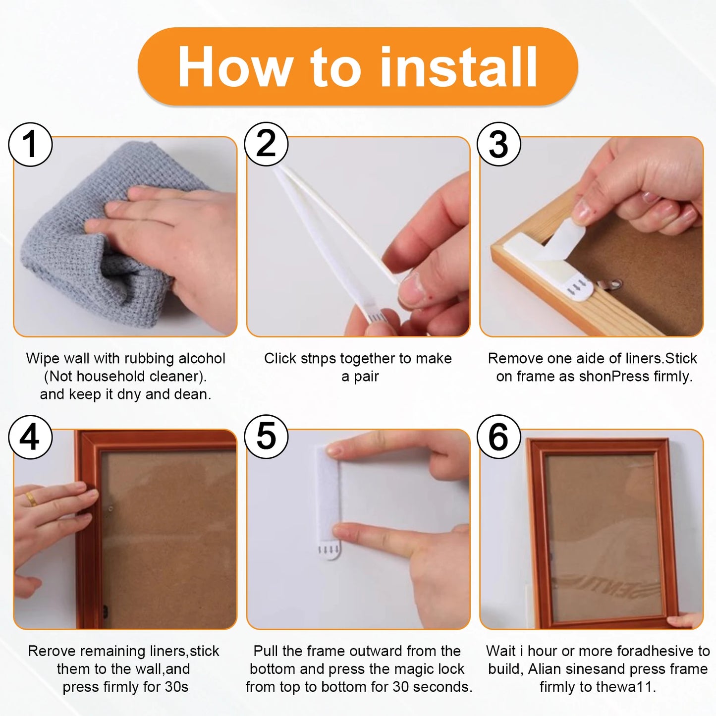 12 Pairs Picture Mounting Strips Poster Strips Picture Mounting Strips Adhesive Hook and Loop Tape for Wall Room Decor Frames