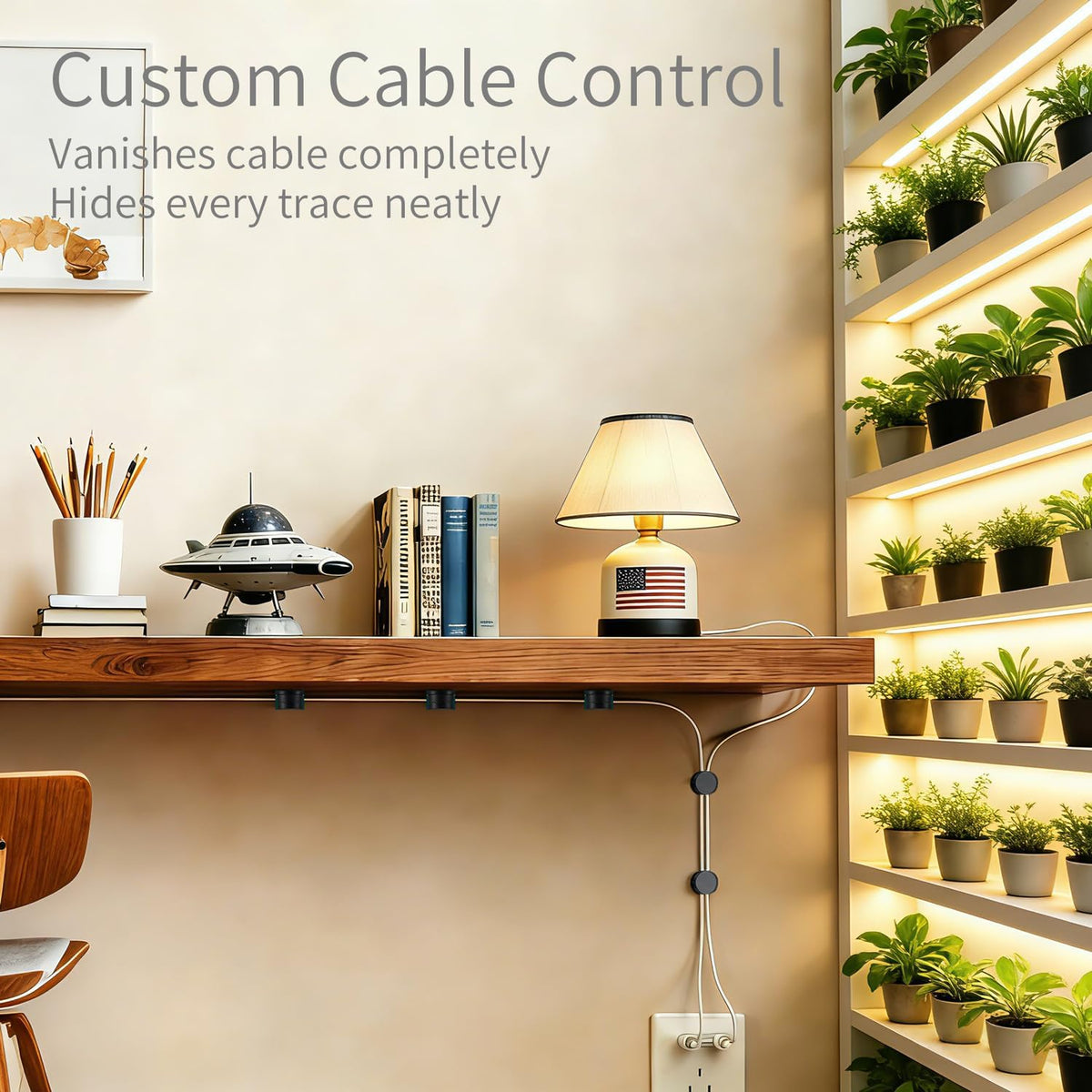 12 Pack Cable Clips (10 Pcs Square Cord Holder 2 Pcs Circular and Rotatable Cord Clips) Suitable for Office Desks Home Desks, Telephones, Vehicles, Walls, Tabletops and Bedside Tables，Black and White